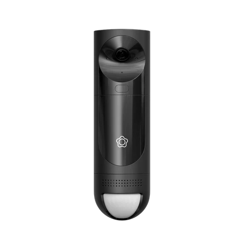 Détecteur extérieur vidéo Verisure Défense Active — caméra HD, haut-parleur, microphone et détection de mouvement